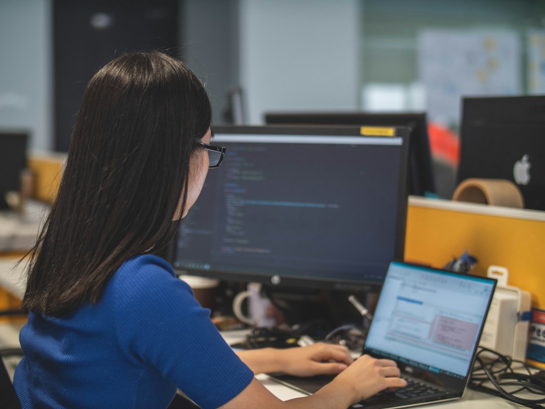 Accountant working at a computer