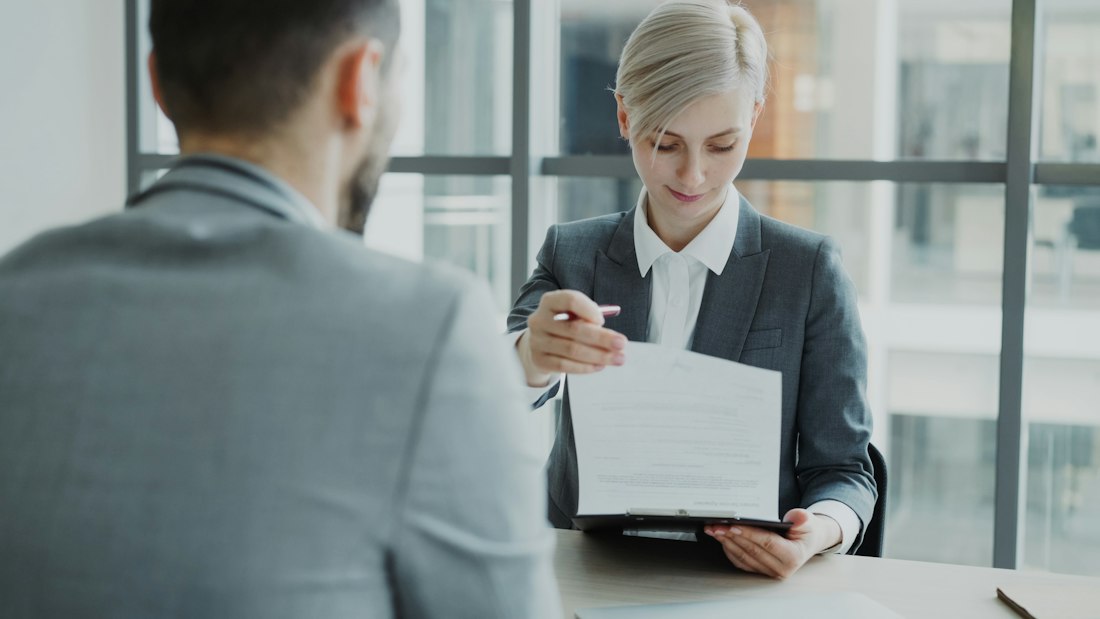 Business documents being reviewed