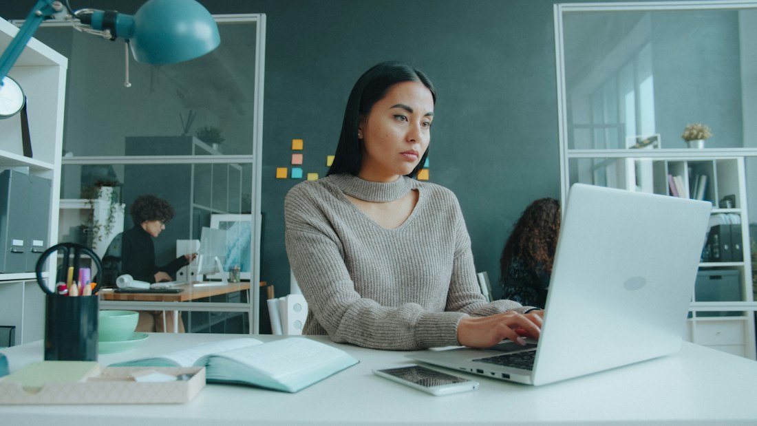 Accountant working at a laptop